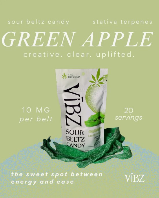 vĪbz green apple sour beltz cbc+cbg+thc 10mg