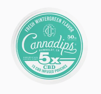 cannadips fresh wintergreen cbd 5x infused pouches 750mg