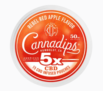 cannadips rebel red cbd 5x infused pouches 750mg