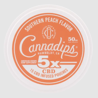 cannadips southern peach cbd 5x infused pouches 750mg