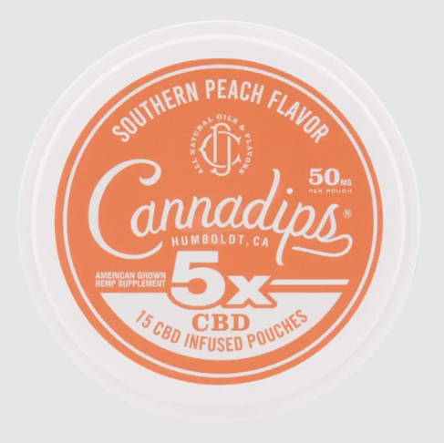 cannadips southern peach cbd 5x infused pouches 750mg