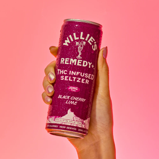 willie's remedy black cherry lime infused seltzer thc 10mg