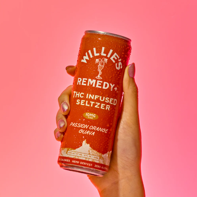 willie's remedy passion orange guava infused seltzer thc 10mg