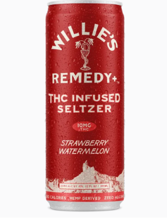 willie's remedy strawberry watermelon infused seltzer thc 10mg
