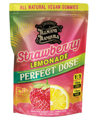 tillman's tranquils strawberry lemonade cbd:thc gummies 450mg