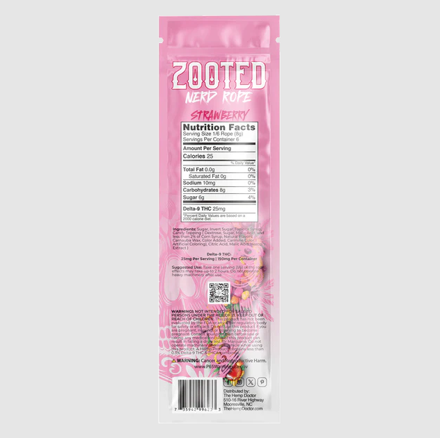 zooted nerd rope thc 150mg blue razz