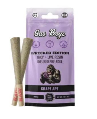 gas boys grape ape thcp pre roll 1g 2 pack
