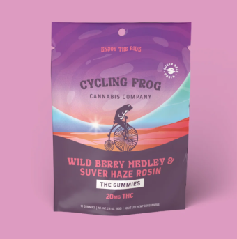 cycling frog wild berry medley & suver haze rosin thc gummies 10 count