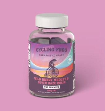 cycling frog wild berry medley & suver haze rosin thc gummies 10 count