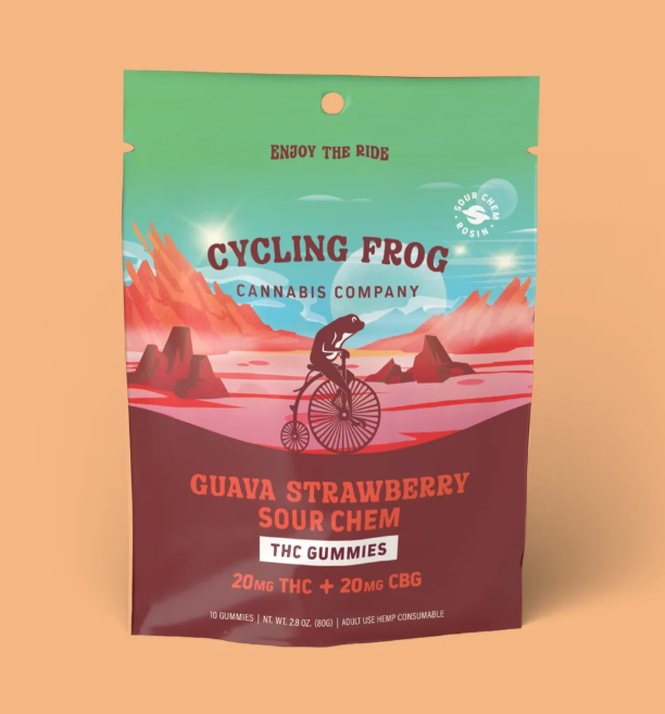 cycling frog guava strawberry+sour chem rosin cbg+thc gummies 10 count